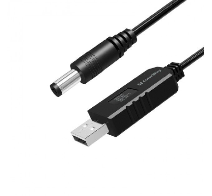 ColorWay Кабель живлення USB to DC 5.5x2.5mm 9V 1.0m black ColorWay (CW-CBUD066-BK)