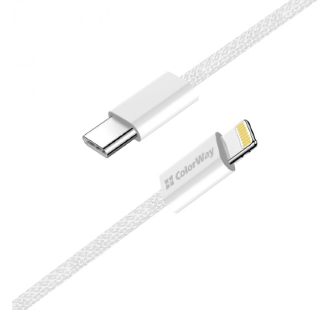 ColorWay Дата кабель USB-C to Lightning 2.0m PD 27W braided gray ColorWay (CW-CBPDCL068-GR)