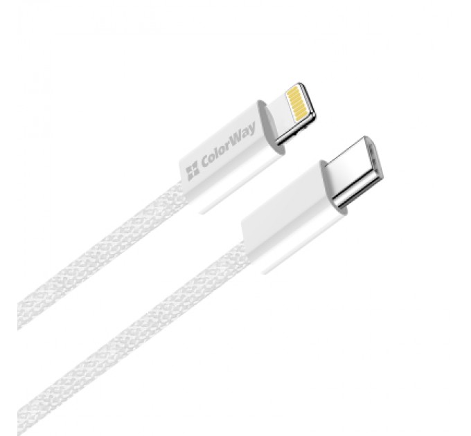 ColorWay Дата кабель USB-C to Lightning 2.0m PD 27W braided gray ColorWay (CW-CBPDCL068-GR)