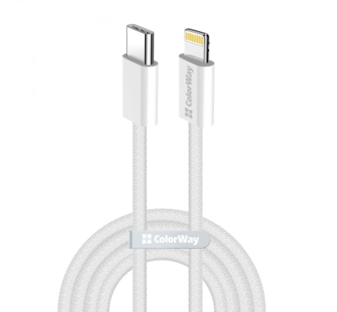 ColorWay Дата кабель USB-C to Lightning 2.0m PD 27W braided gray ColorWay (CW-CBPDCL068-GR)