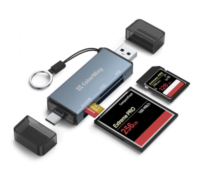 ColorWay Зчитувач флеш-карт ColorWay USB 2.0/USB-C to CF/SD/MicroSD (CW-CR-01)