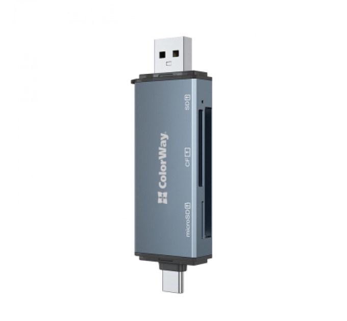ColorWay Зчитувач флеш-карт ColorWay USB 2.0/USB-C to CF/SD/MicroSD (CW-CR-01)