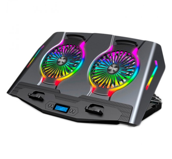 IceCoorel Підставка до ноутбука IceCoorel 10-18", 2*125mm 1400 RPM, 2*USB, + LCD display, 461x298x52mm, RGB (N10)