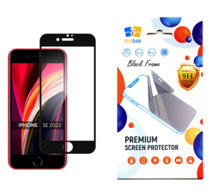 Drobak Скло захисне Drobak Apple iPhone SE 2022 (Black) (505047)