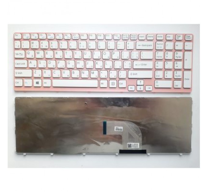 Sony Клавіатура ноутбука Sony SVE15 (E15 Series) белая с розовой рамкой UA (A43687)