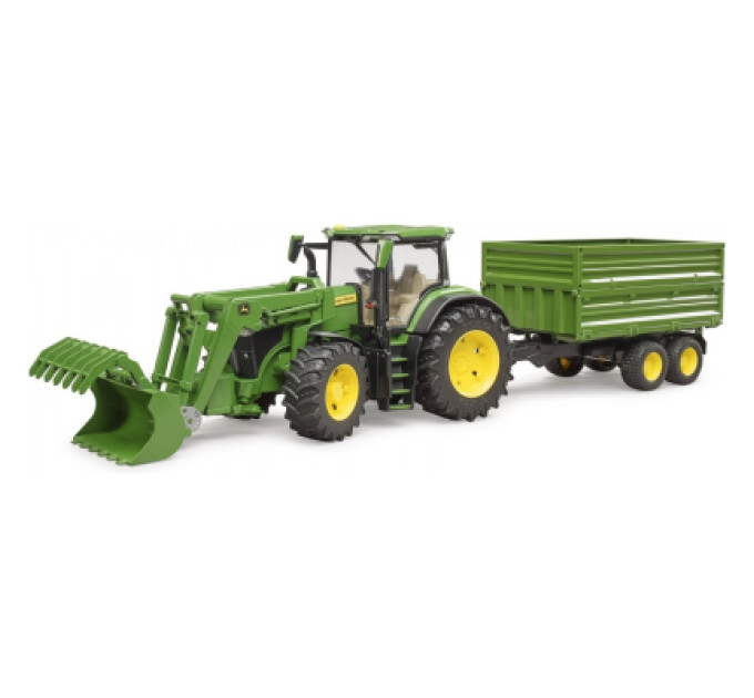 Bruder Спецтехніка Bruder трактор John Deere 7R 350 з навантажувачем та причепом (03155)