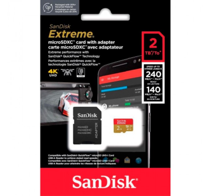 SanDisk Карта пам'яті SanDisk 2TB microSDXC class 10 UHS-I U3 V30 A2 Extreme (SDSQXAV-2T00-GN6MA)