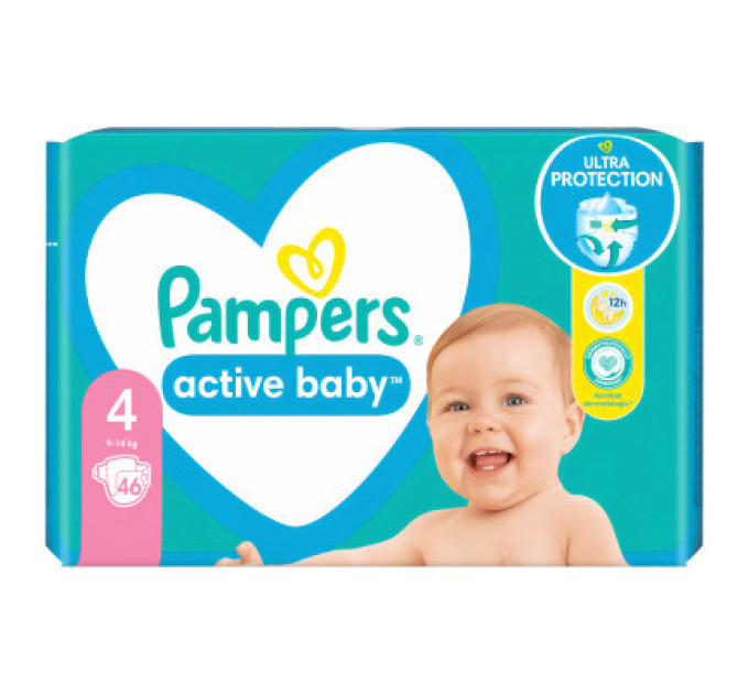 Pampers Підгузки Pampers Active Baby Maxi Розмір 4 (9-14 кг) 46 шт (8001090949097)