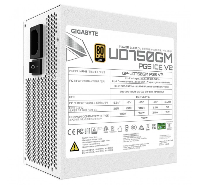 GIGABYTE Блок живлення ATX3.1 750W GP-UD750GM PG5 ICE GIGABYTE