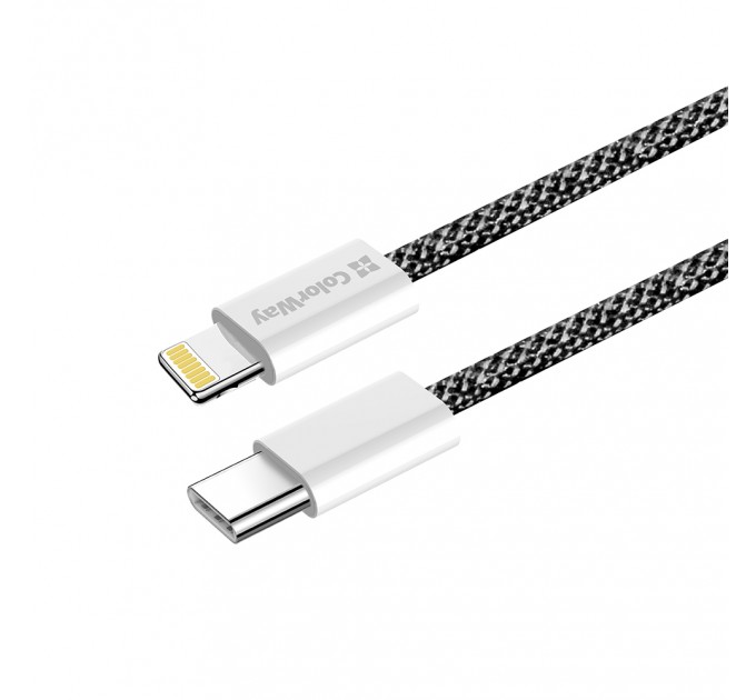 ColorWay Кабель ColorWay USB Type-C - Lightning (M/M), (braided cotton) (PD Fast Charging 27W), 2 м, Black (CW-CBPDCL068-BK)
