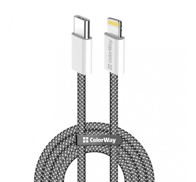 ColorWay Кабель ColorWay USB Type-C - Lightning (M/M), (braided cotton) (PD Fast Charging 27W), 2 м, Black (CW-CBPDCL068-BK)