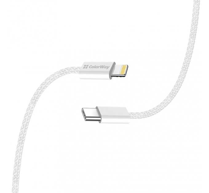 ColorWay Кабель ColorWay USB Type-C - Lightning (M/M), (braided cotton) (PD Fast Charging 27W), 2 м, Gray (CW-CBPDCL068-GR)