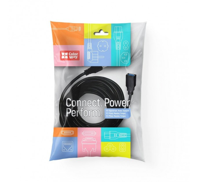 ColorWay Кабель ColorWay USB - USB V 3.0 (M/F), 1.8 м, Black (CW-CBUF075-BK)