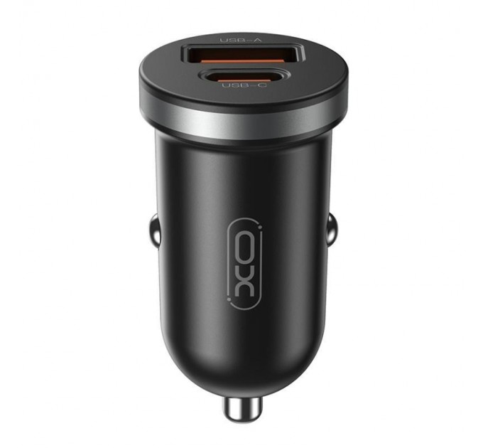 XO Автомобільний зарядний пристрій XO CC56 (USB, USB-C, 3A) 30W Black