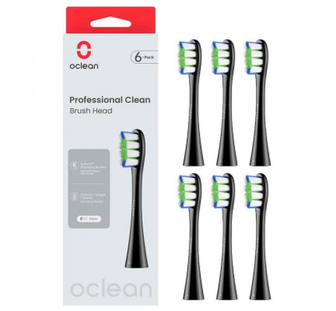 Oclean Насадка для зубної щітки Oclean P1C5 B06 Professional Clean Brush Head Black (6 шт) (6970810553864)