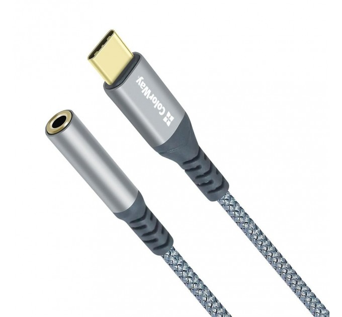 ColorWay Адаптер ColorWay USB Type-C - 3.5 мм (M/F), 0.14 м, Gray (CW-AD-CJ)