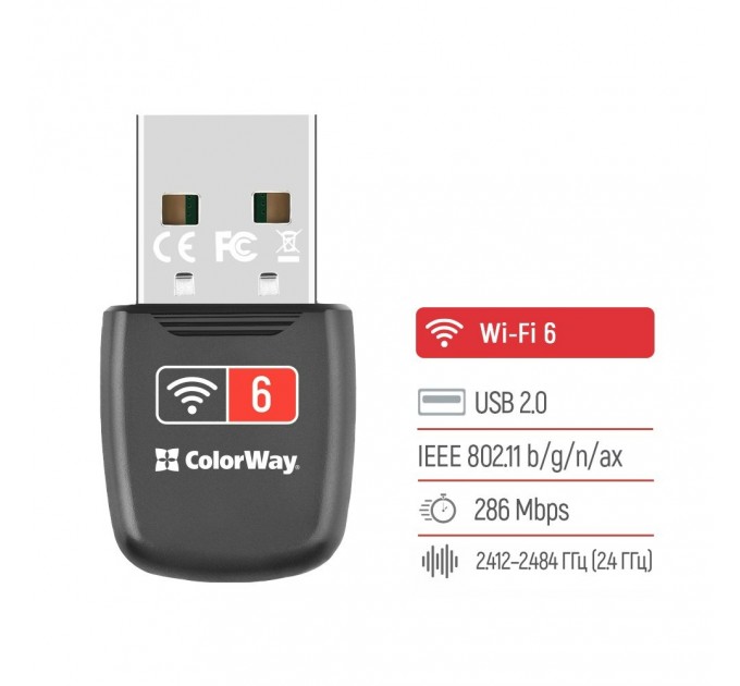 ColorWay Бездротовий адаптер ColorWay Wi-Fi 6 (CW-AD-W1)