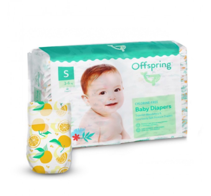 Offspring Підгузки Offspring Tangy Orange Розмір S 3-6 кг 48 шт (DP-OI-FAT-S48P-TGYORN)
