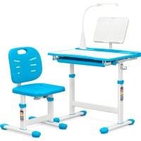 Парта зі стільцем Evo-kids (стіл+стілець+полиця+лампа) Blue (Evo-17 BL Ergo)