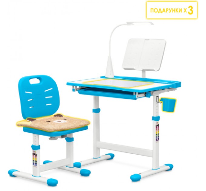 Evo-kids Парта зі стільцем Evo-kids (стіл+стілець+полиця+лампа) Blue (Evo-17 BL Ergo)