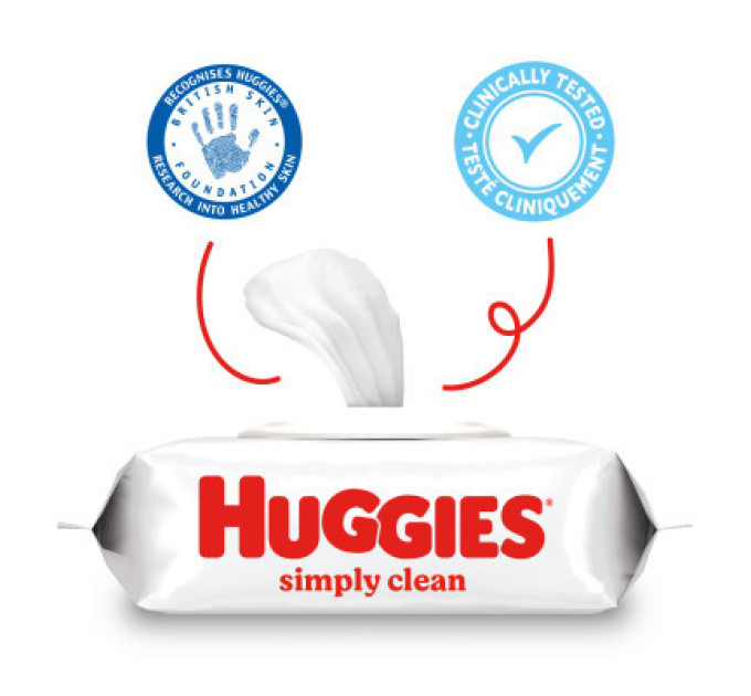 Huggies Дитячі вологі серветки Huggies Simply Clean 72 шт (5029053582238)
