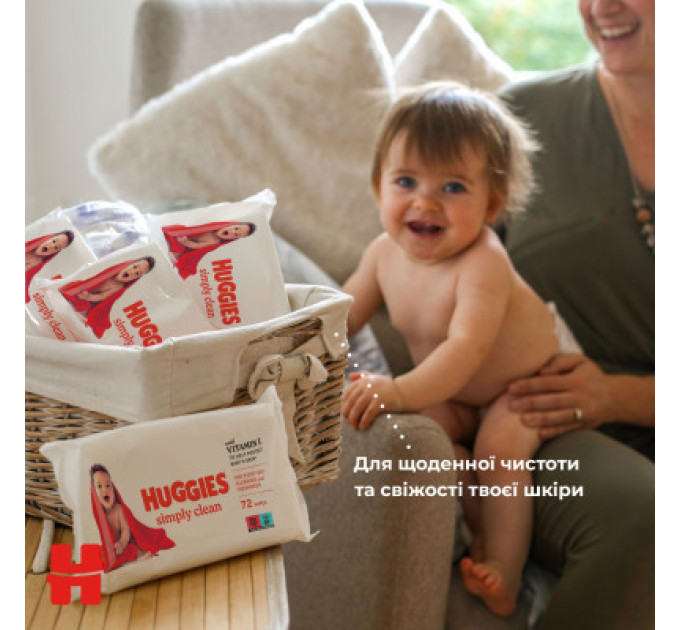 Huggies Дитячі вологі серветки Huggies Simply Clean 72 шт (5029053582238)