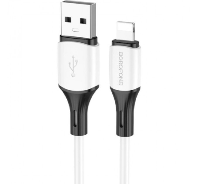 BOROFONE Дата кабель USB 2.0 AM to Lightning 1.0m 2.4A silicone BX79 white BOROFONE (6974443384758)