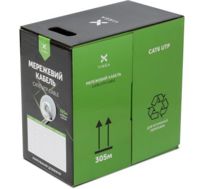Vinga Кабель мережевий Vinga UTP Cat6 CCA 4 pairs 305 m outdoor (VCDCU6CA305OU)