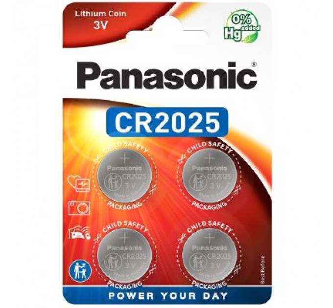 Panasonic Батарейка Panasonic CR 2025 Lithium * 4 (CR-2025EL/4B)