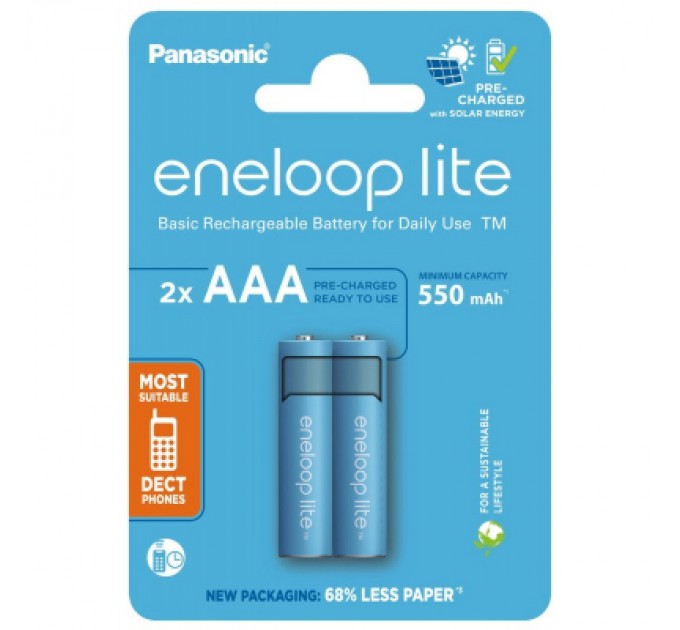 Panasonic Акумулятор Panasonic AAA Eneloop 550mAh Lite NI-MH * 2 (BK-4LCCE/2CP)