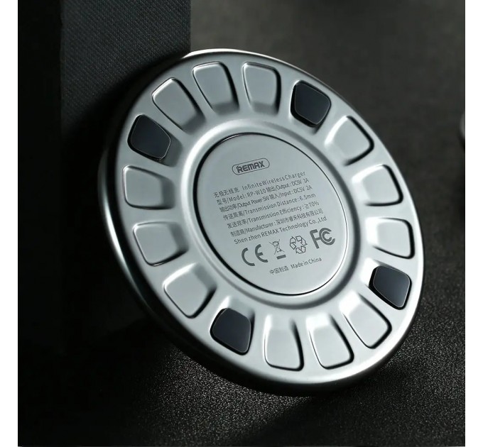 Remax Беспроводное зарядное устройство Remax RP-W10 Infinite Wireless Silver (6954851286141)