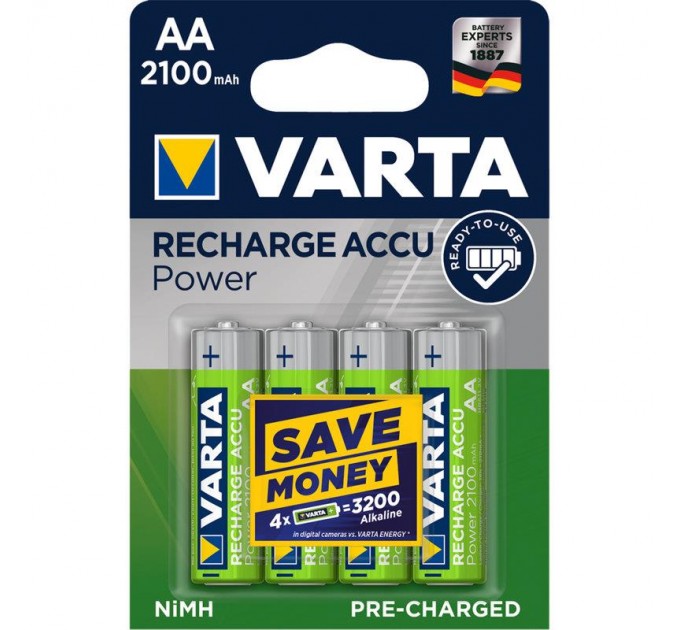 Varta Акумулятор Varta Ready to Use AA/HR06 Ni-MH 2100 mAh BL 4шт