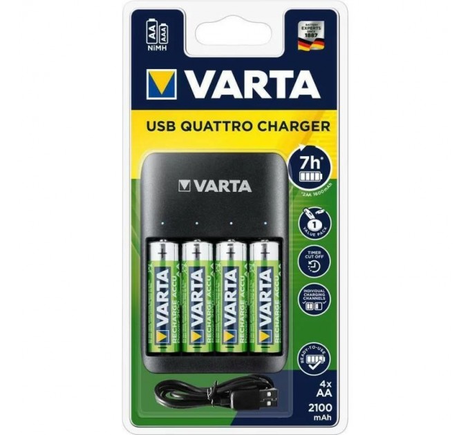 Varta Зарядний пристрiй Varta Value USB Quattro Charger+4xAA 2100mAh (57652)
