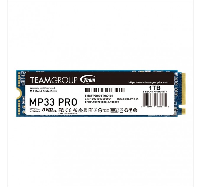 Team Накопичувач SSD 1TB Team MP33 Pro M.2 2280 PCIe 3.0 x4 3D TLC (TM8FPD001T0C101)