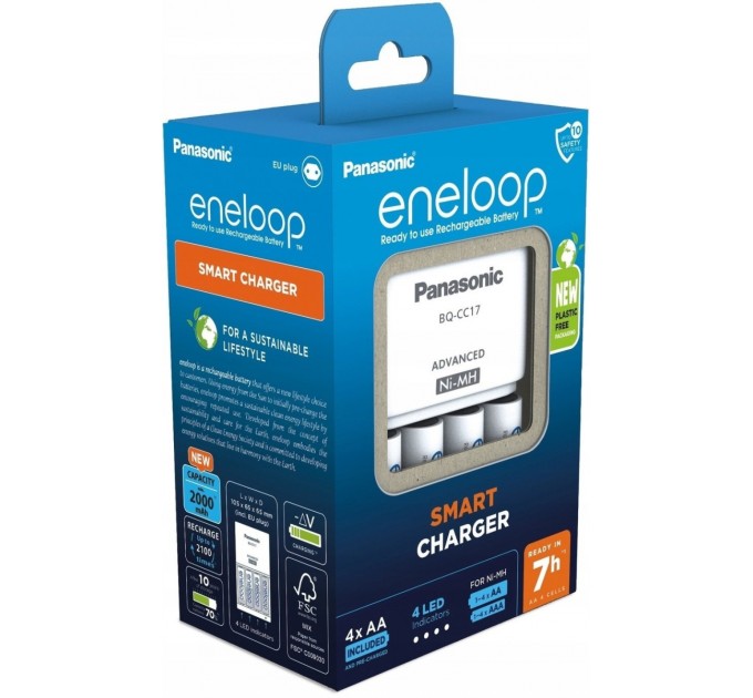 Panasonic Зарядний пристрій Panasonic Advanced Charger + Eneloop AA/HR06 Ni-Mh 2000 мАh 4 шт.