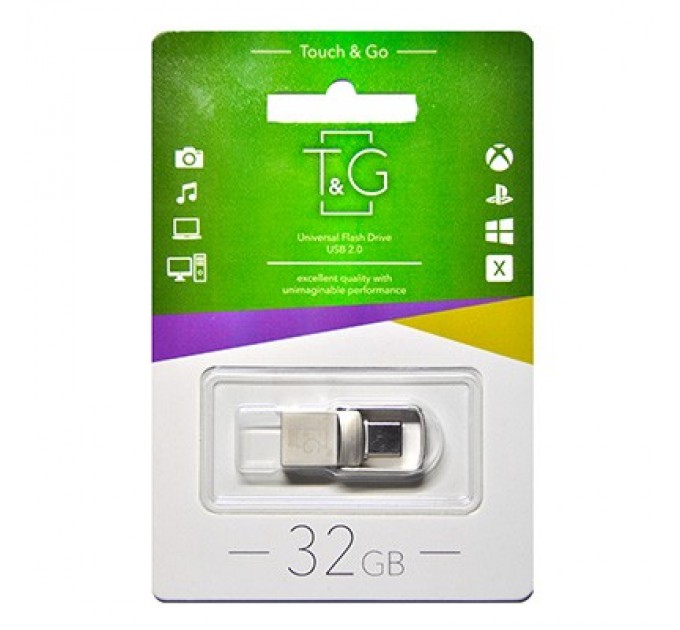 T&G Флеш-накопичувач USB3.0 32GB Type-C T&G 104 Metal Series Silver (TG104TC-32G3)
