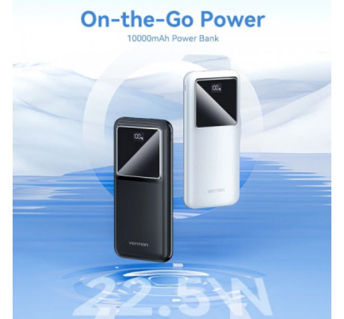 Vention Батарея універсальна Vention 10000mAh 22.5W 3A, PD, QC/3.0, LED Display, Black (FHKB0)