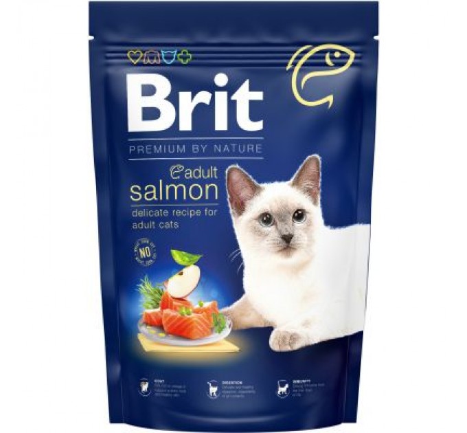 Brit Premium Сухий корм для кішок Brit Premium by Nature Cat Adult Salmon 1.5 кг (8595602553136)