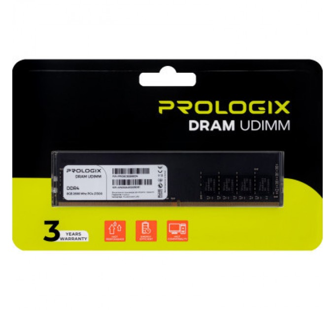 Prologix Модуль пам'яті для комп'ютера DDR4 8GB 2666 MHz Prologix (PRO8GB2666D4)