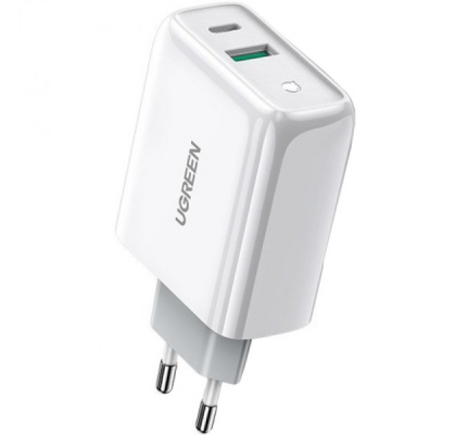 Ugreen Зарядний пристрій Ugreen CD170 36W USB + Type-C Charger (White) (60468)
