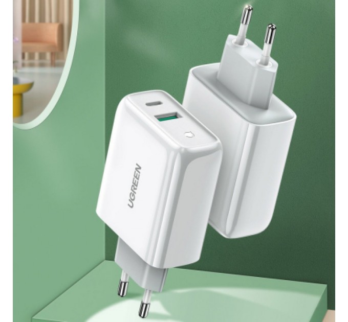 Ugreen Зарядний пристрій Ugreen CD170 36W USB + Type-C Charger (White) (60468)