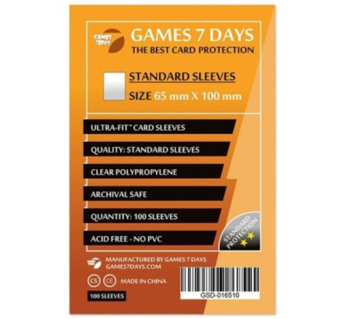 Games7Days Протектор для карт Games7Days 65 х 100 мм, Magnum, 100 шт (STANDART) (GSD-016510)