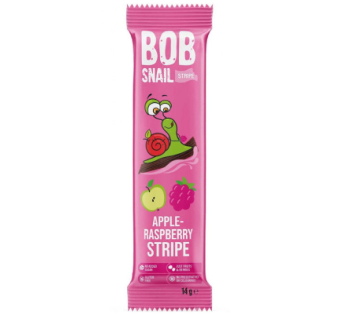 Bob Snail Цукерка Bob Snail Равлик Боб Яблуко Малина, страйп, 14 г (4820206080738)