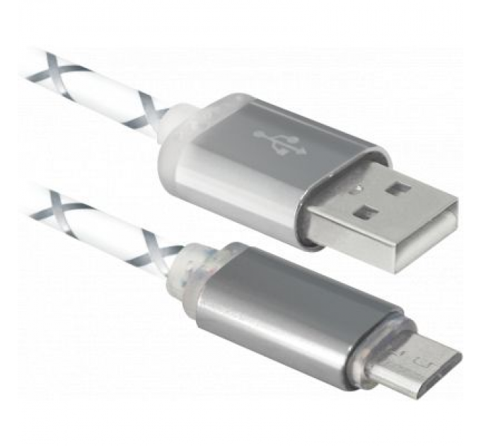 Defender Дата кабель USB08-03LT USB - Micro USB, GrayLED backlight, 1m Defender (87554)
