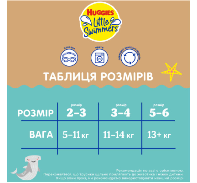 Huggies Підгузки Huggies Little Swimmers Розмір 3-4 багаторазові для плавання 1 шт (5029053583051)
